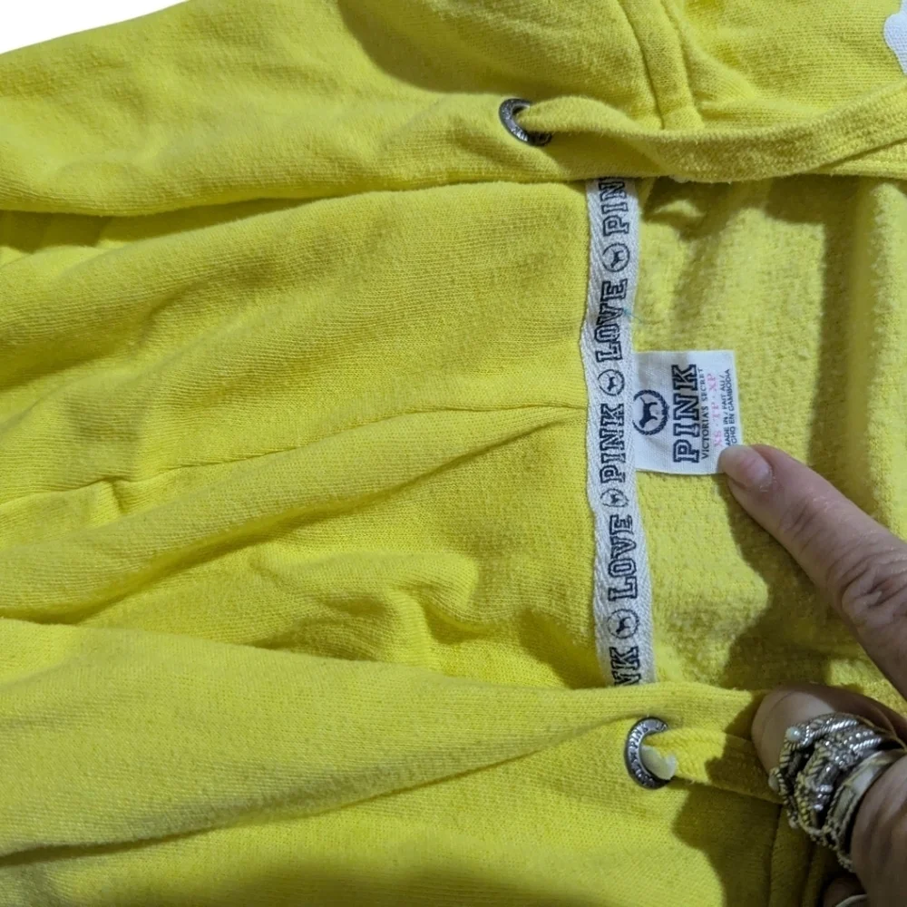 Victoria's Secret Pink Canary Yellow Lightweight pullon  Hoodie Sz XS - Picture 4 of 8